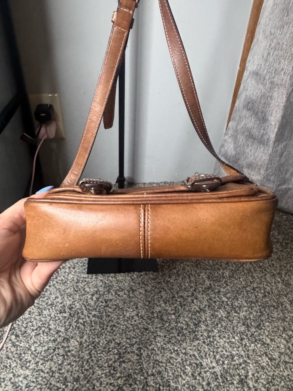 Vintage COACH bleeker double buckle Brown Leather Crossbody Bag - Picture 2 of 8